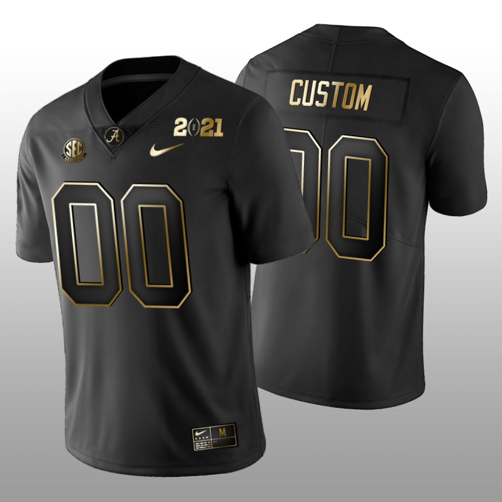 Alabama Crimson Tide Black National Champions Golden Playoff Custom Jersey