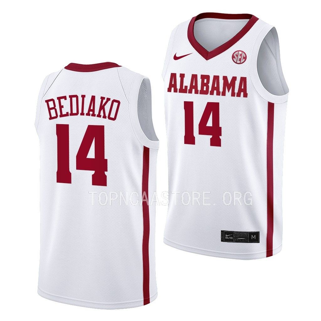Alabama Crimson Tide Charles Bediako College uniform White #14 Jersey