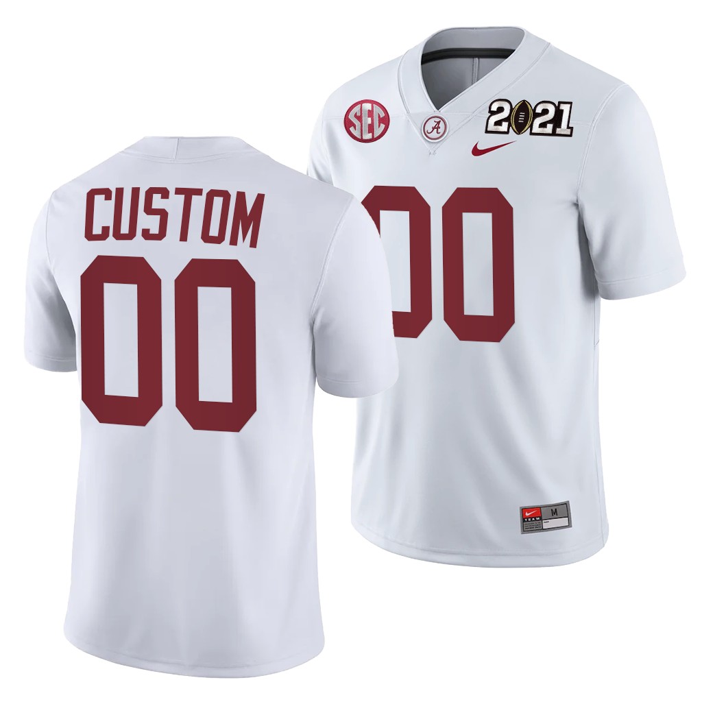 Alabama Crimson Tide Custom Rose Bowl Champions Jersey White College Playoff Away