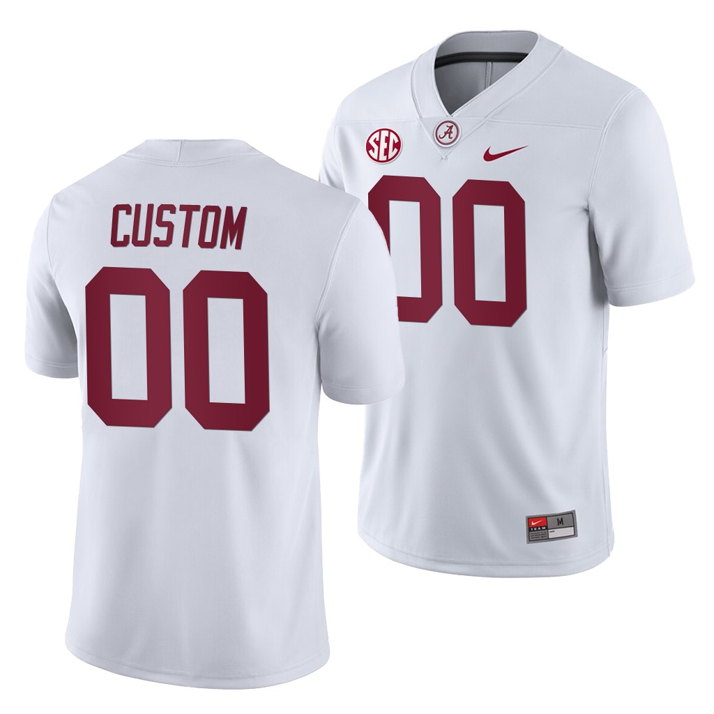 Alabama Crimson Tide Custom White College Men's Away Game Jersey