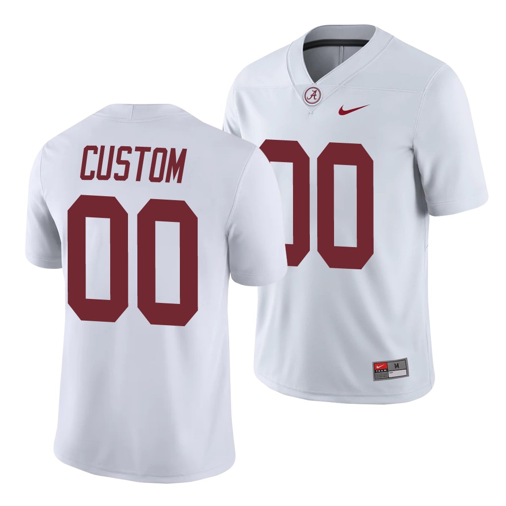 Alabama Crimson Tide Custom White College Men's Game Jersey