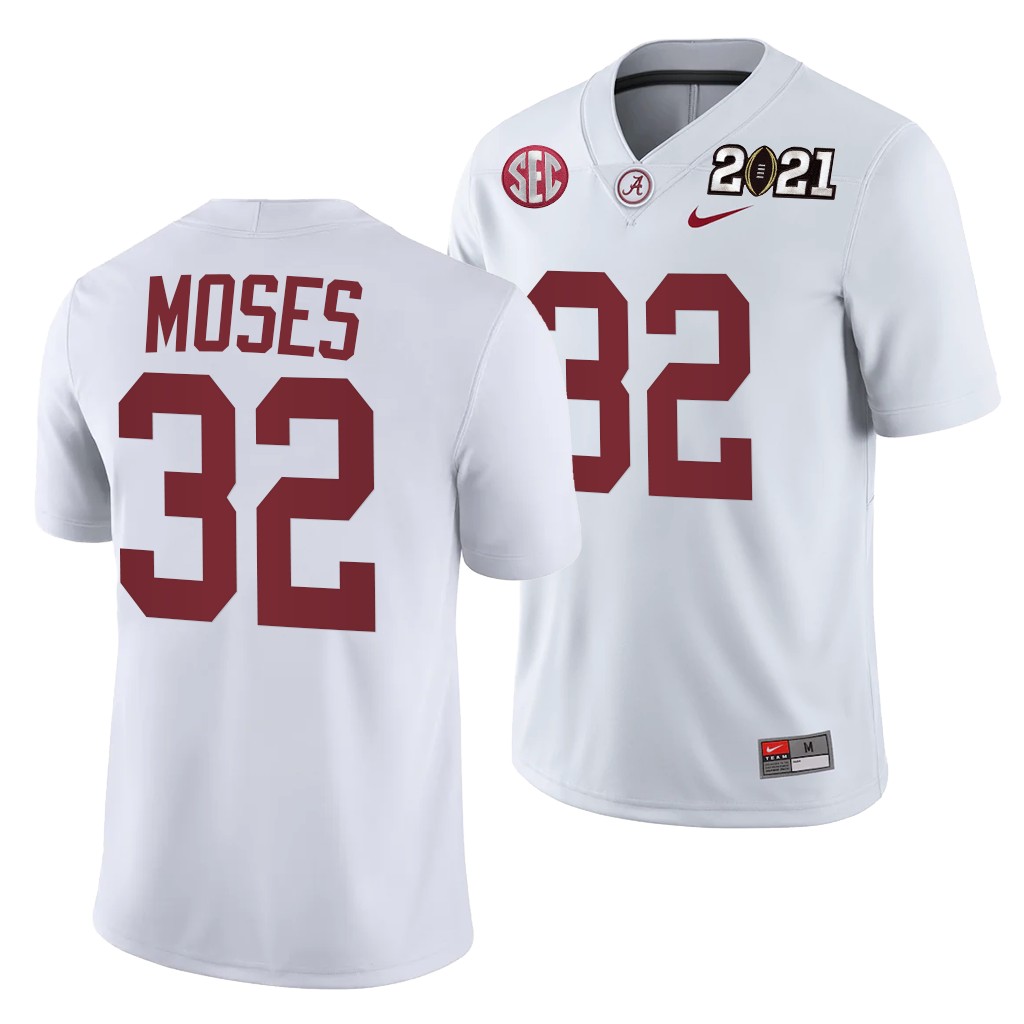 Alabama Crimson Tide Dylan Moses Rose Bowl Champions Jersey White College Playoff Away