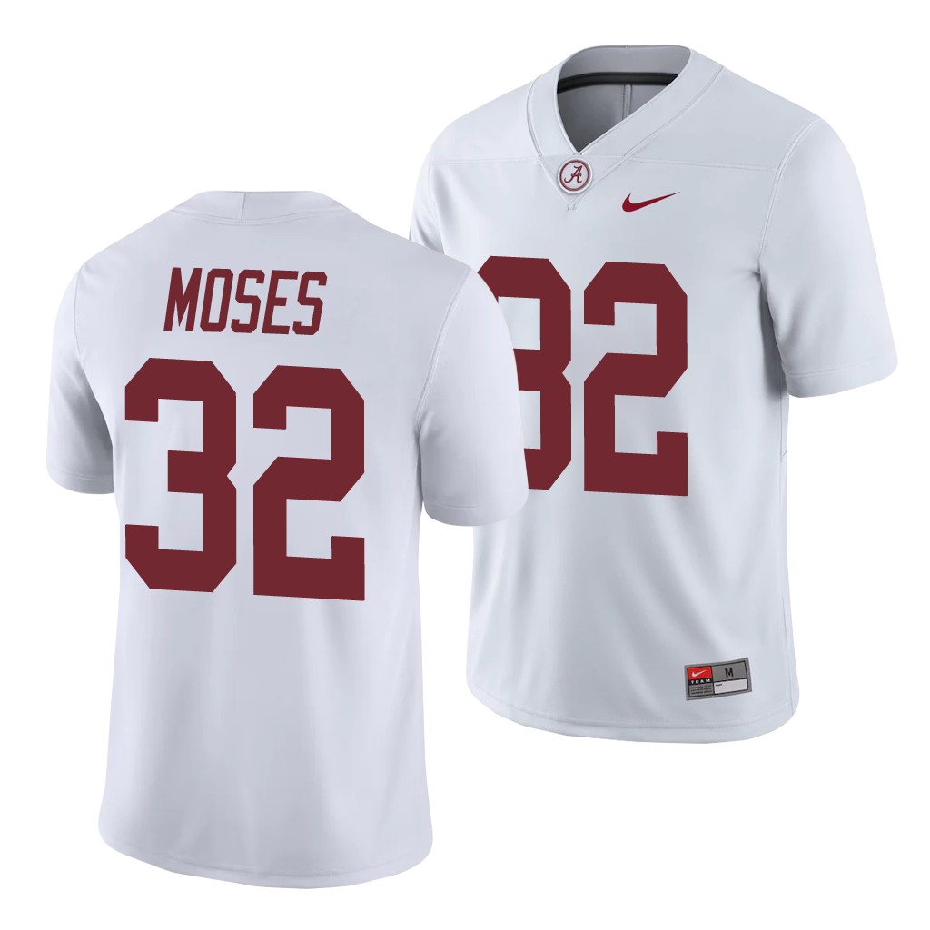 Alabama Crimson Tide Dylan Moses White College Men's Game Jersey
