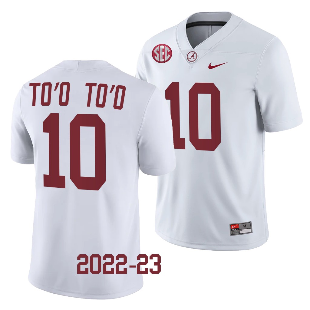 Alabama Crimson Tide Henry To'o To'o Jersey College White #10 Men's Shirt