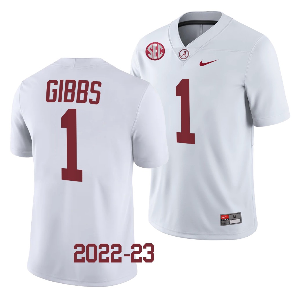Alabama Crimson Tide Jahmyr Gibbs Jersey College White #1 Men's Shirt