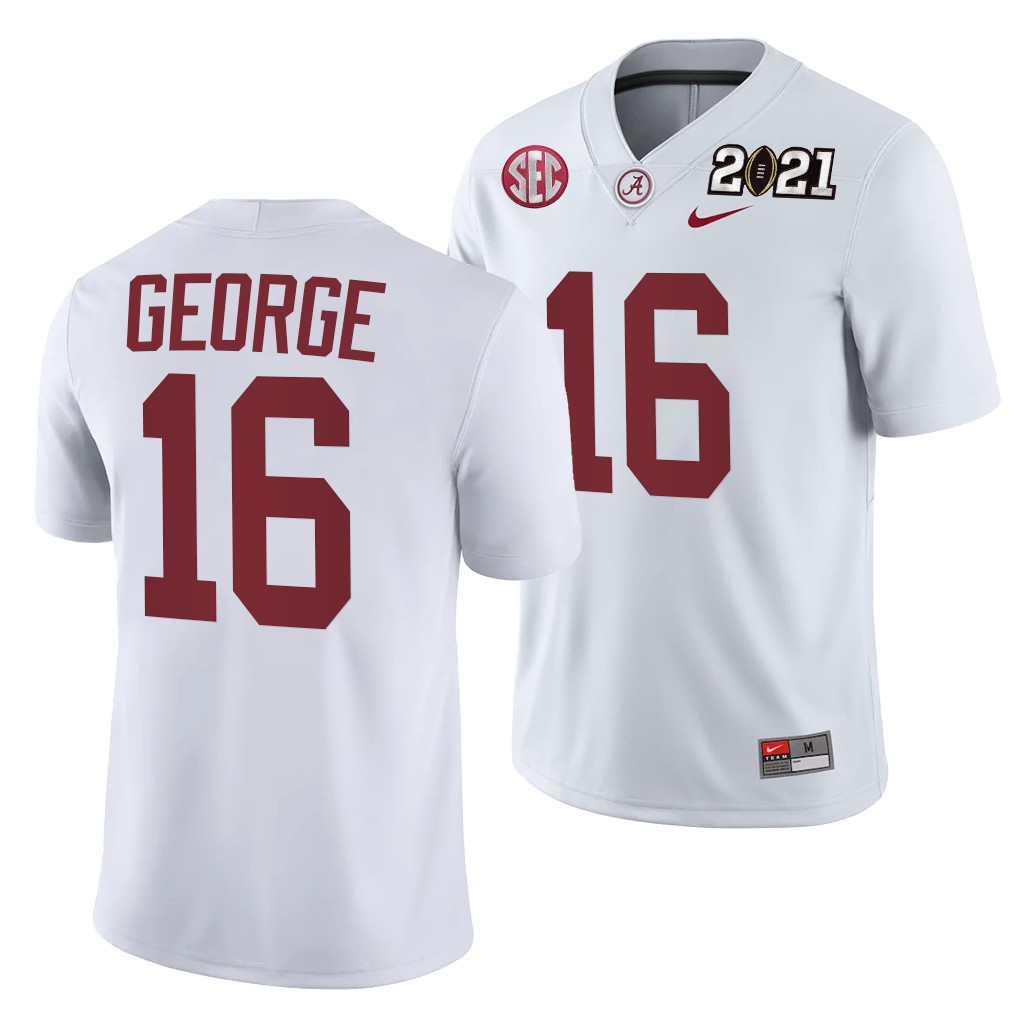 Alabama Crimson Tide Jayden George Rose Bowl Champions Jersey White College Playoff Away