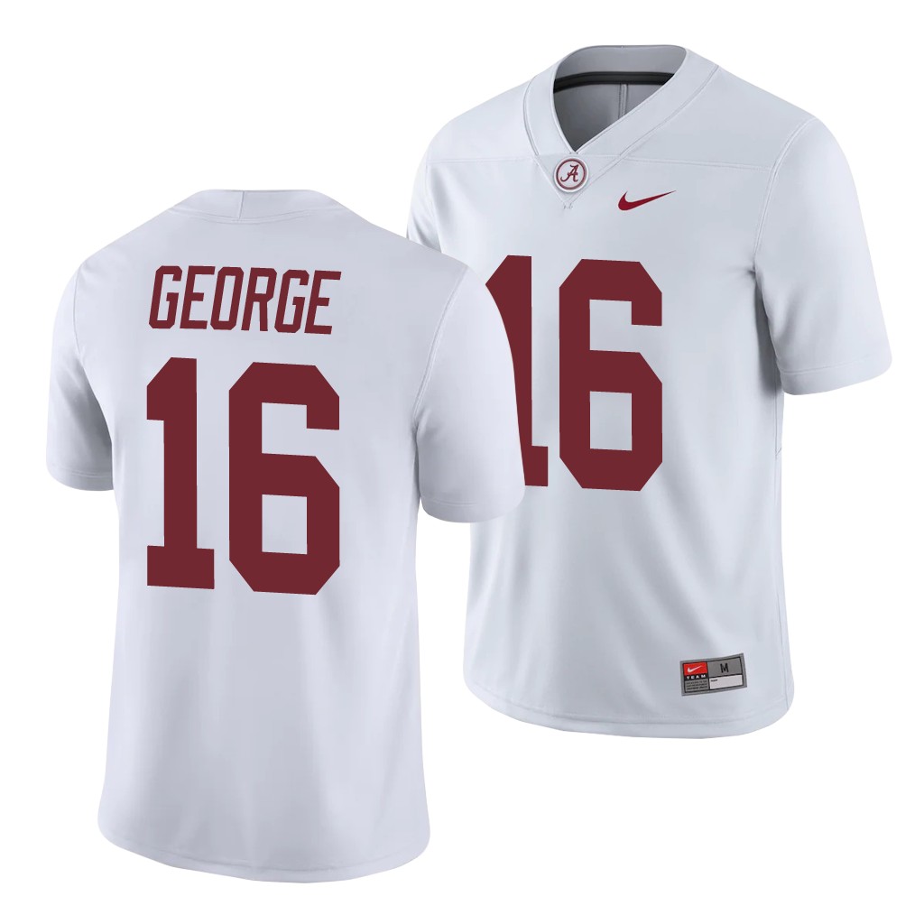 Alabama Crimson Tide Jayden George White College Men's Game Jersey
