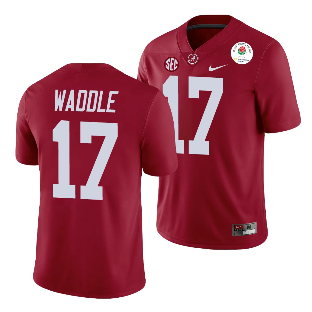 Alabama Crimson Tide Jaylen Waddle Rose Bowl Crimson College Jersey