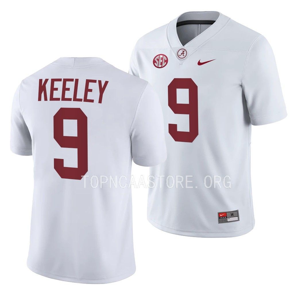 Alabama Crimson Tide Keon Keeley Jersey College White #9 5-star Men's Shirt