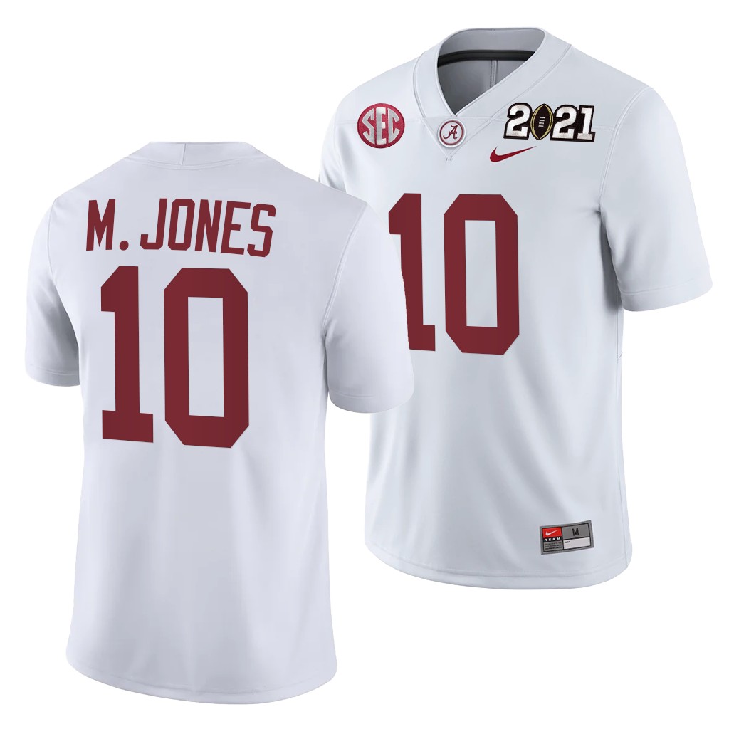 Alabama Crimson Tide Mac Jones Rose Bowl Champions Jersey White College Playoff Away