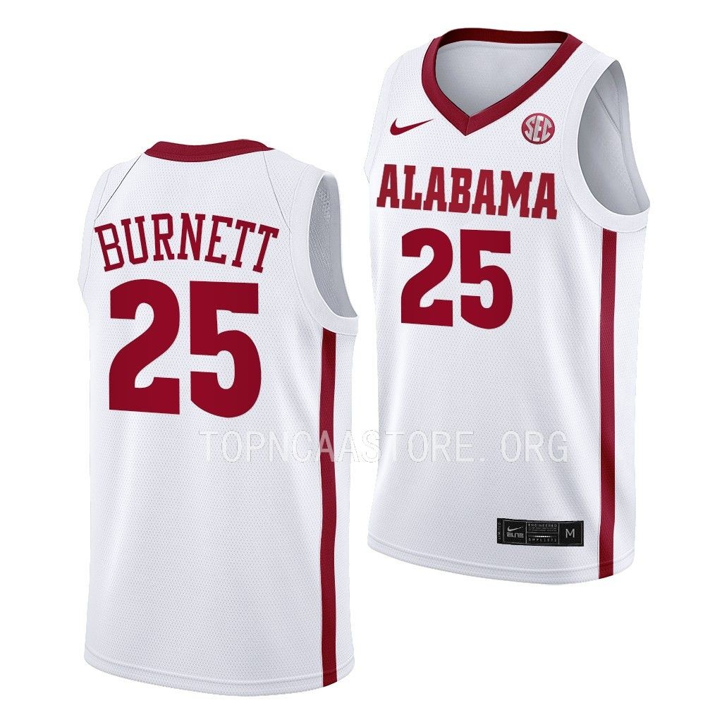 Alabama Crimson Tide Nimari Burnett College uniform White #25 Jersey