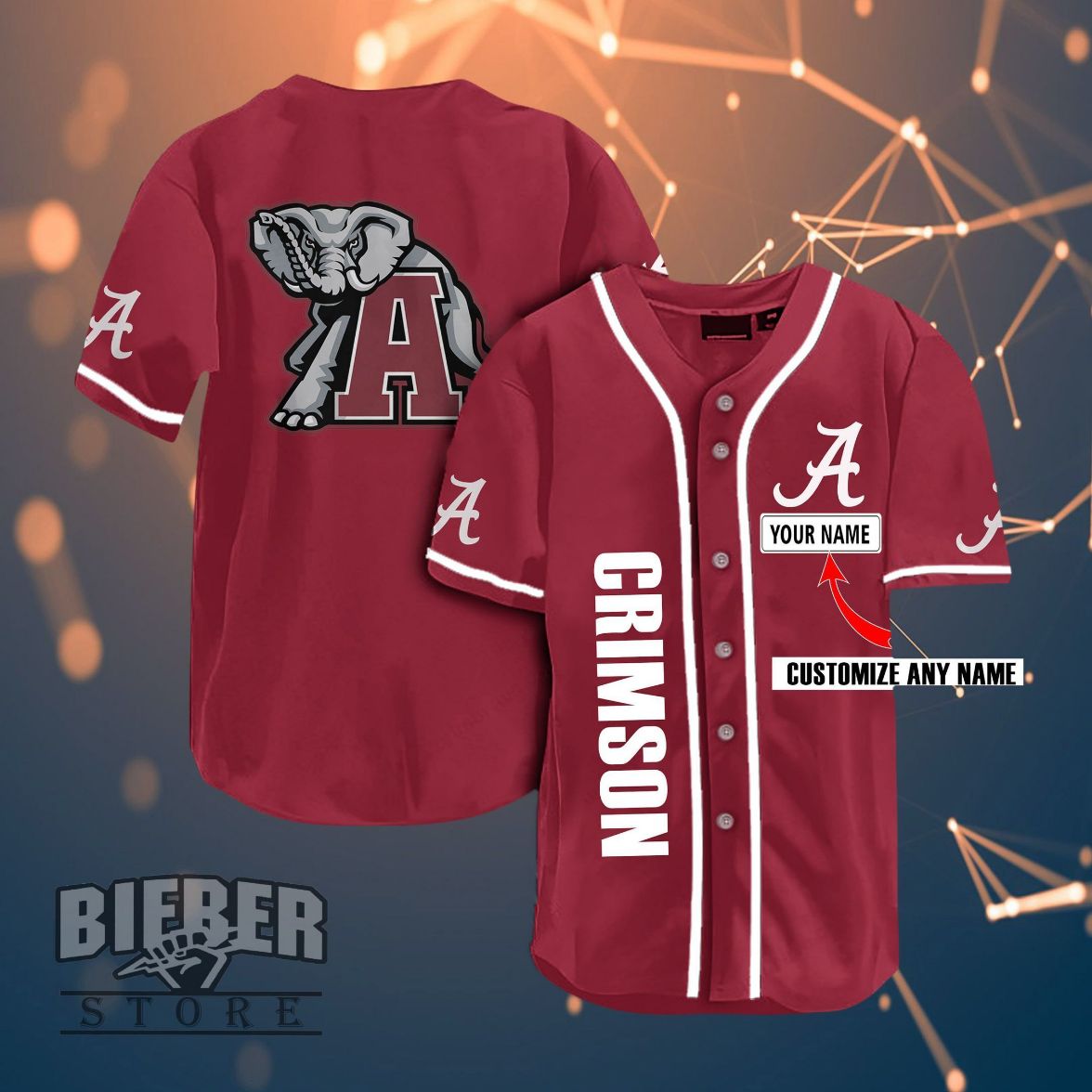 Alabama Crimson Tide Personalized Name Fans Team 3d Customization Gifts Baseball Jersey