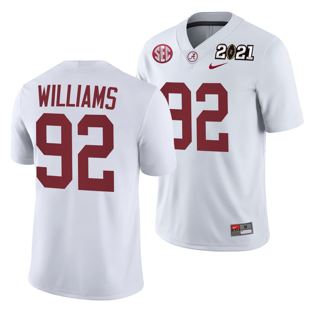 Alabama Crimson Tide Quinnen Williams Rose Bowl Champions Jersey White College Playoff Away