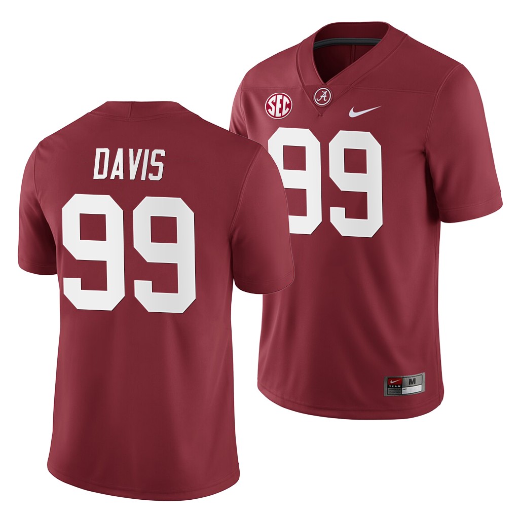 Alabama Crimson Tide Raekwon Davis Crimson Home Game Jersey 