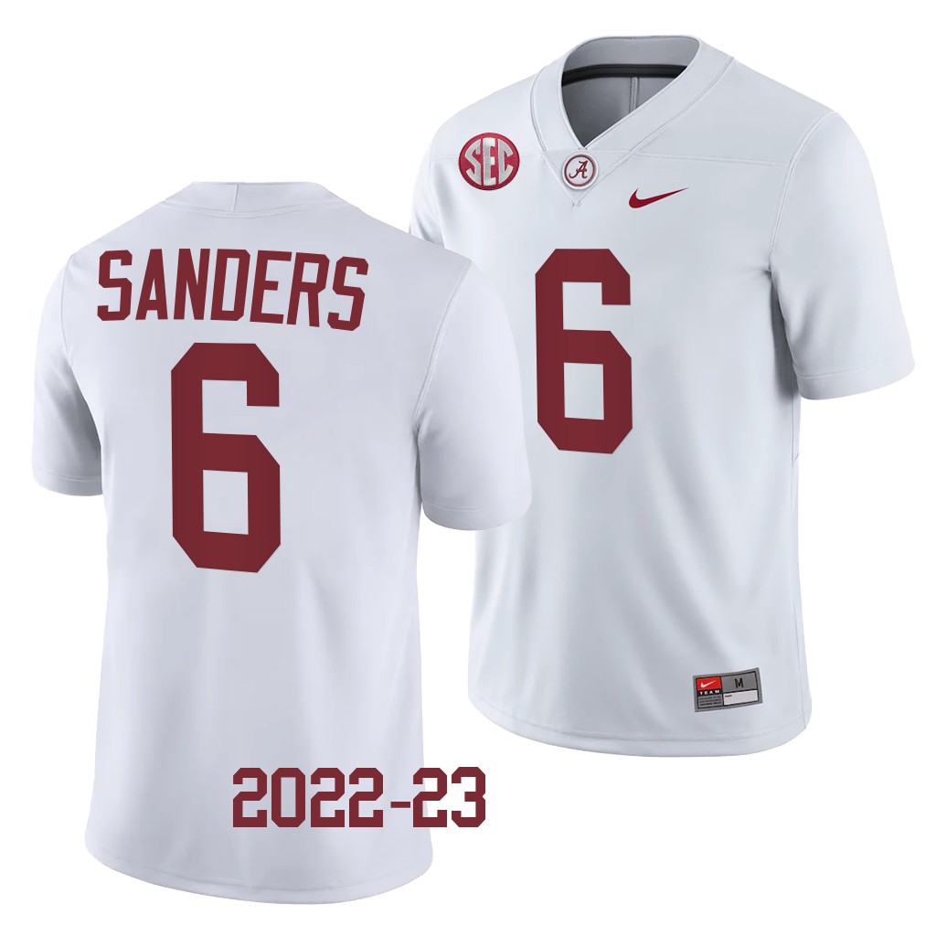 Alabama Crimson Tide Trey Sanders Jersey College White #6 Men's Shirt
