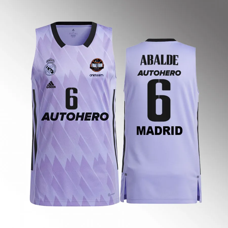 Alberto Abalde 11th Euroleague Champions Real Madrid #6 Purple Jersey Away Shirt