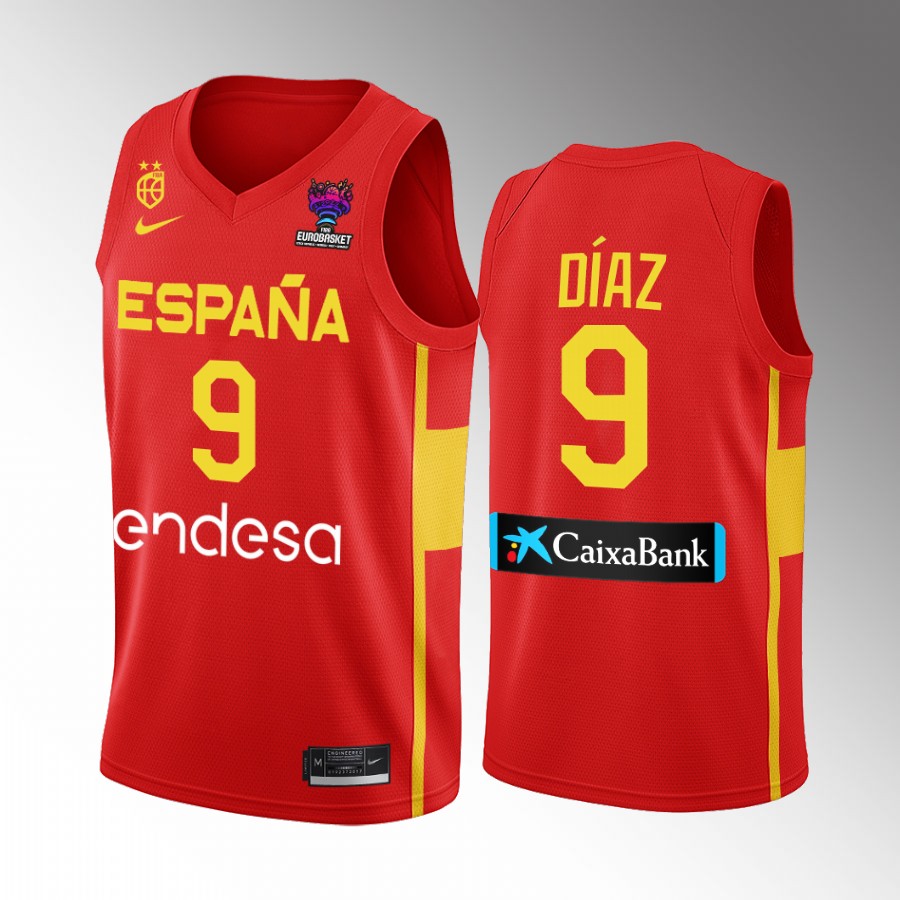 Alberto Diaz Spain FIBA EuroBasket Final Red Jersey Away #9