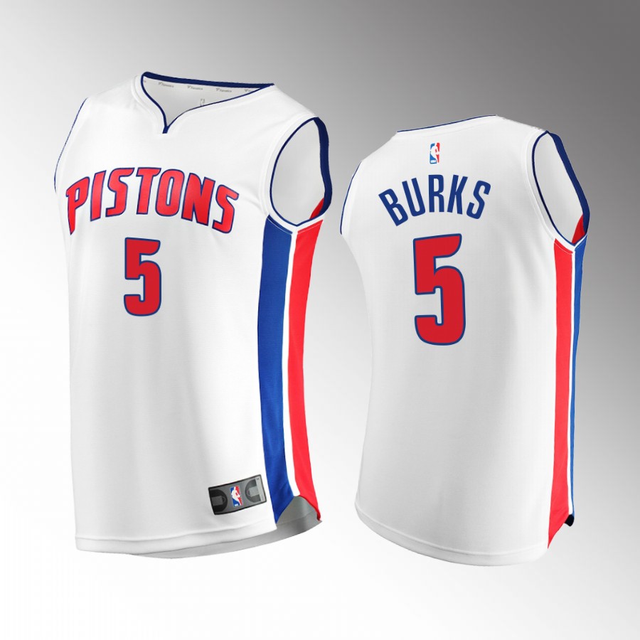 Alec Burks Pistons #5 White Jersey Fast Break 