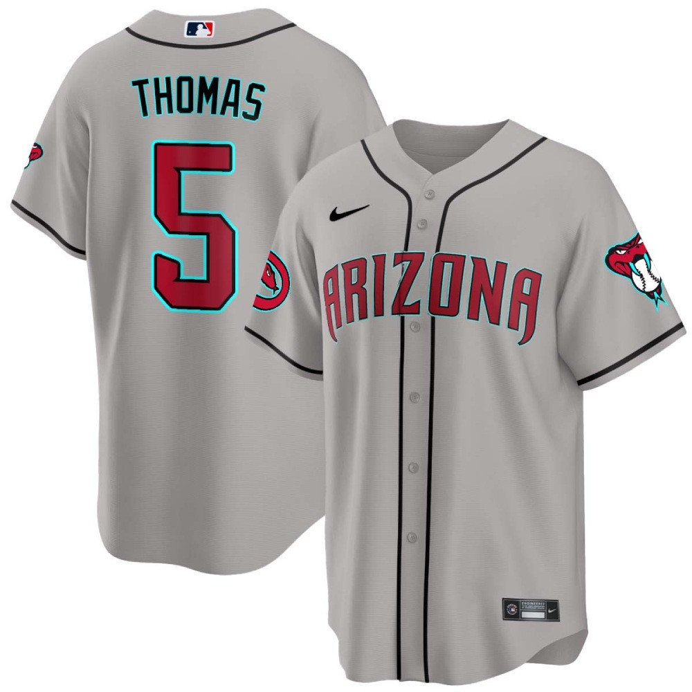 Alek Thomas Men's Arizona Diamondbacks Cool Base Gray Road Jersey - All Stitched