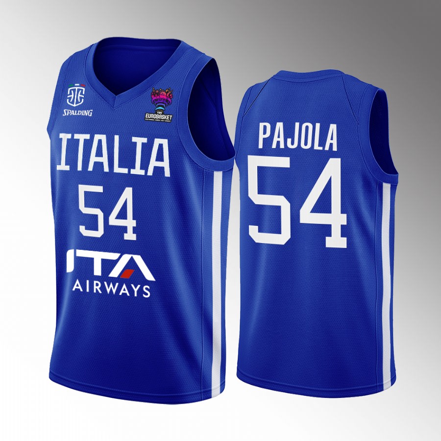 Alessandro Pajola Italy Team EuroBasket Blue Jersey Home #54
