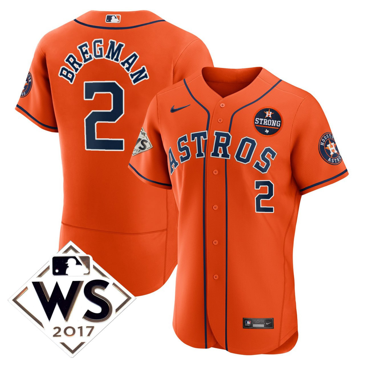 Alex Bregman Houston Astros  World Series Orange Jersey - All Stitched