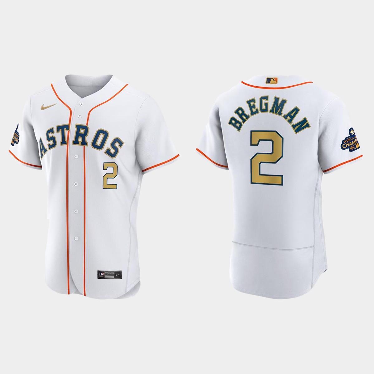 Alex Bregman Houston Astros Gold Collection Jersey - White