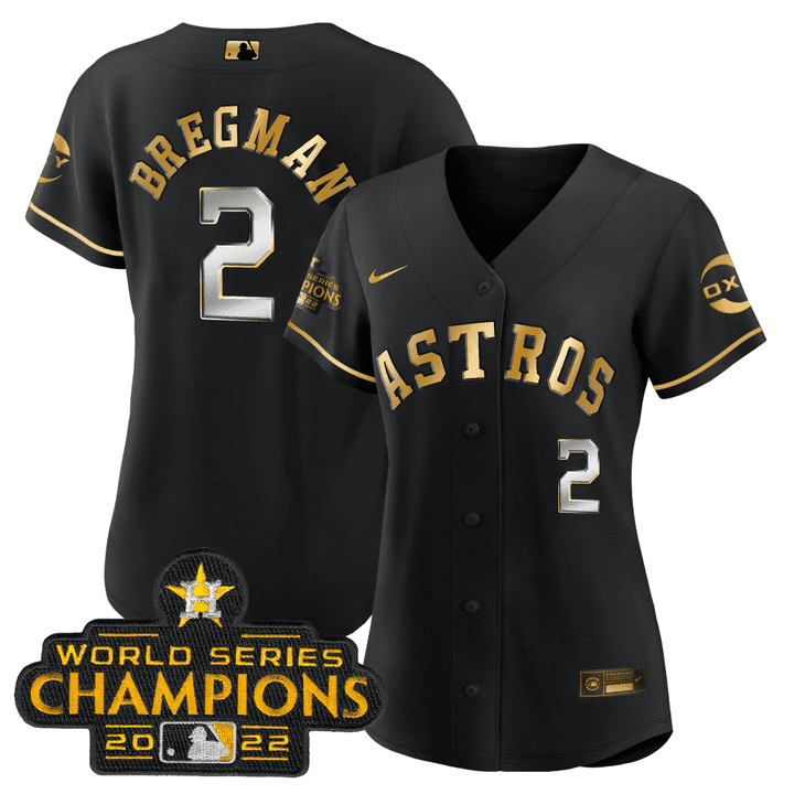 Alex Bregman Houston Astros Black Gold Rush Flex Base Jersey - All Stitched