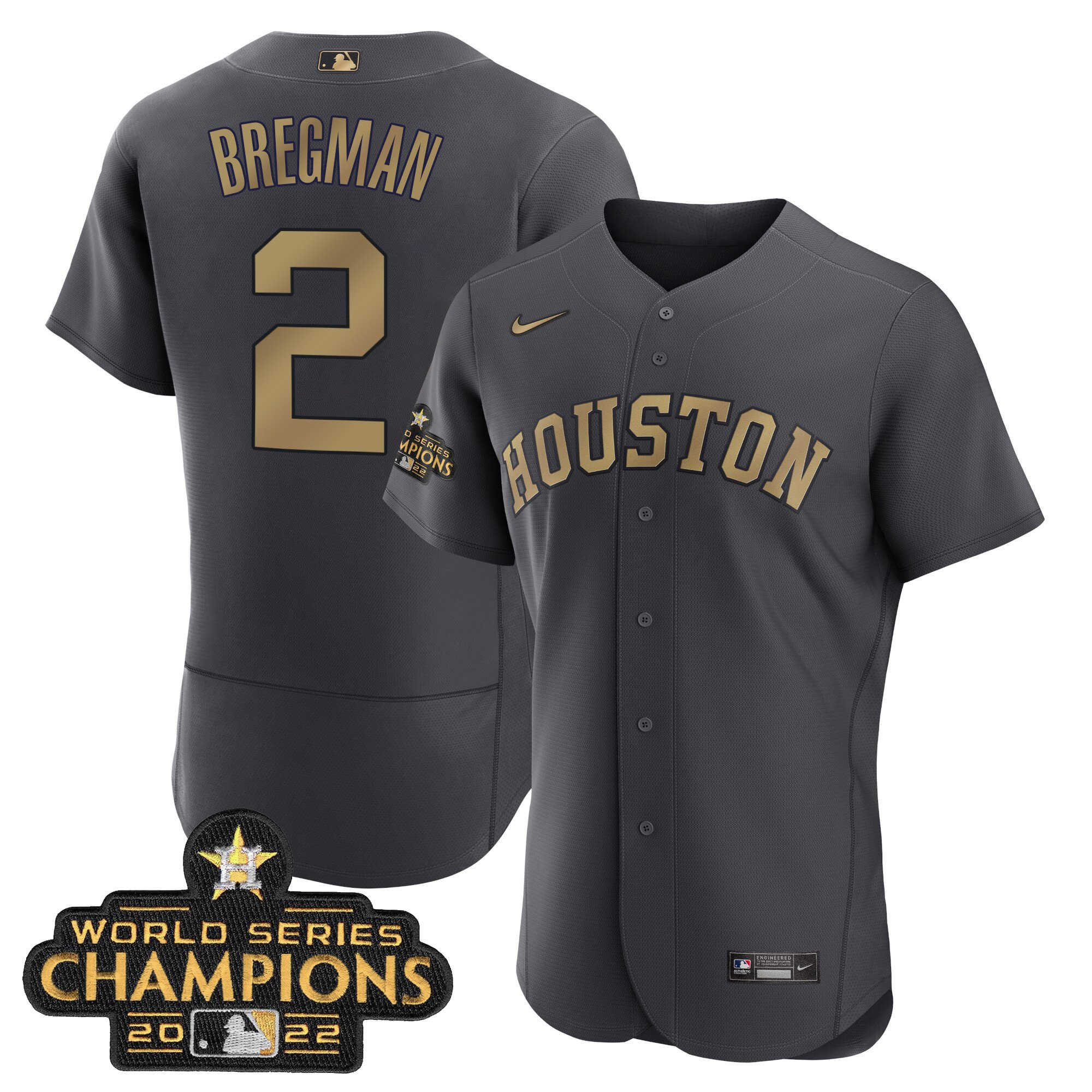 Alex Bregman Houston Astros Charcoal Champions Jersey - All Stitched
