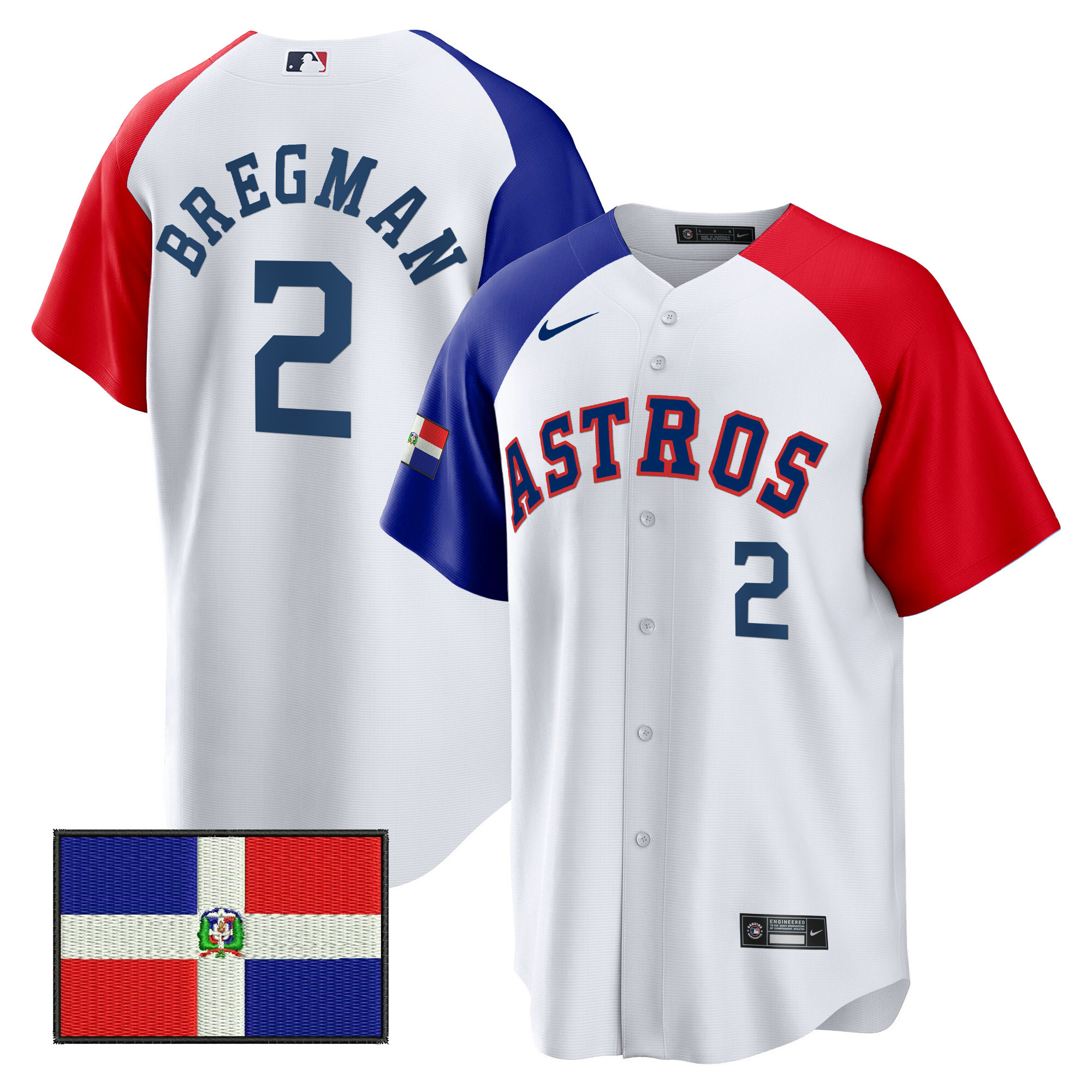 Alex Bregman Houston Astros Dominican Republic Flag Jersey - All Stitched