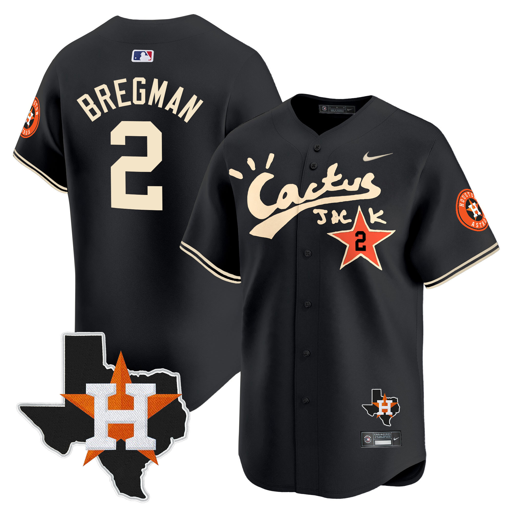 Alex Bregman Men's Cactus Jack Patch Vapor Premier Limited Black Jersey - All Stitched
