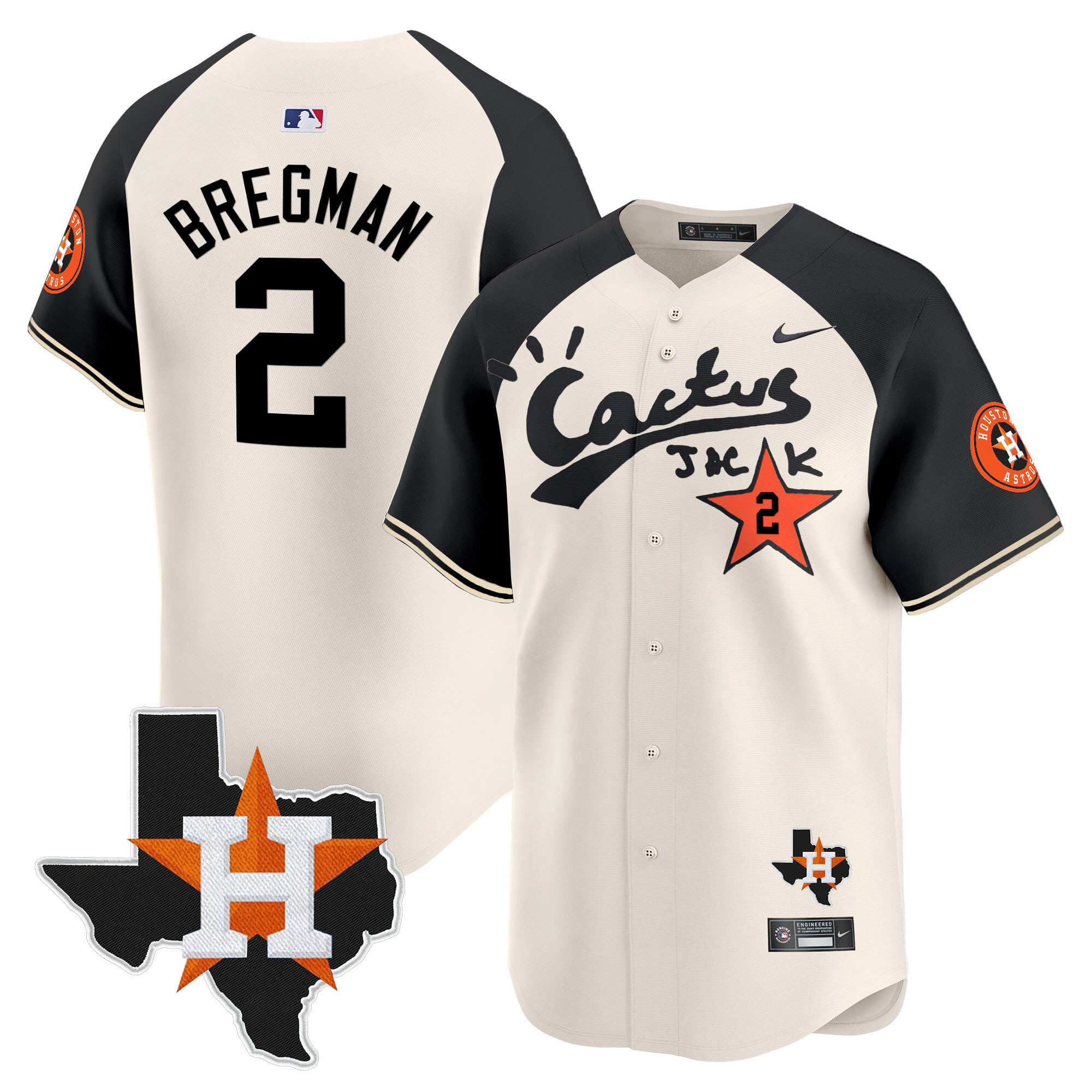 Alex Bregman Men's Cactus Jack Patch Vapor Premier Limited Cream Alternate Jersey - All Stitched