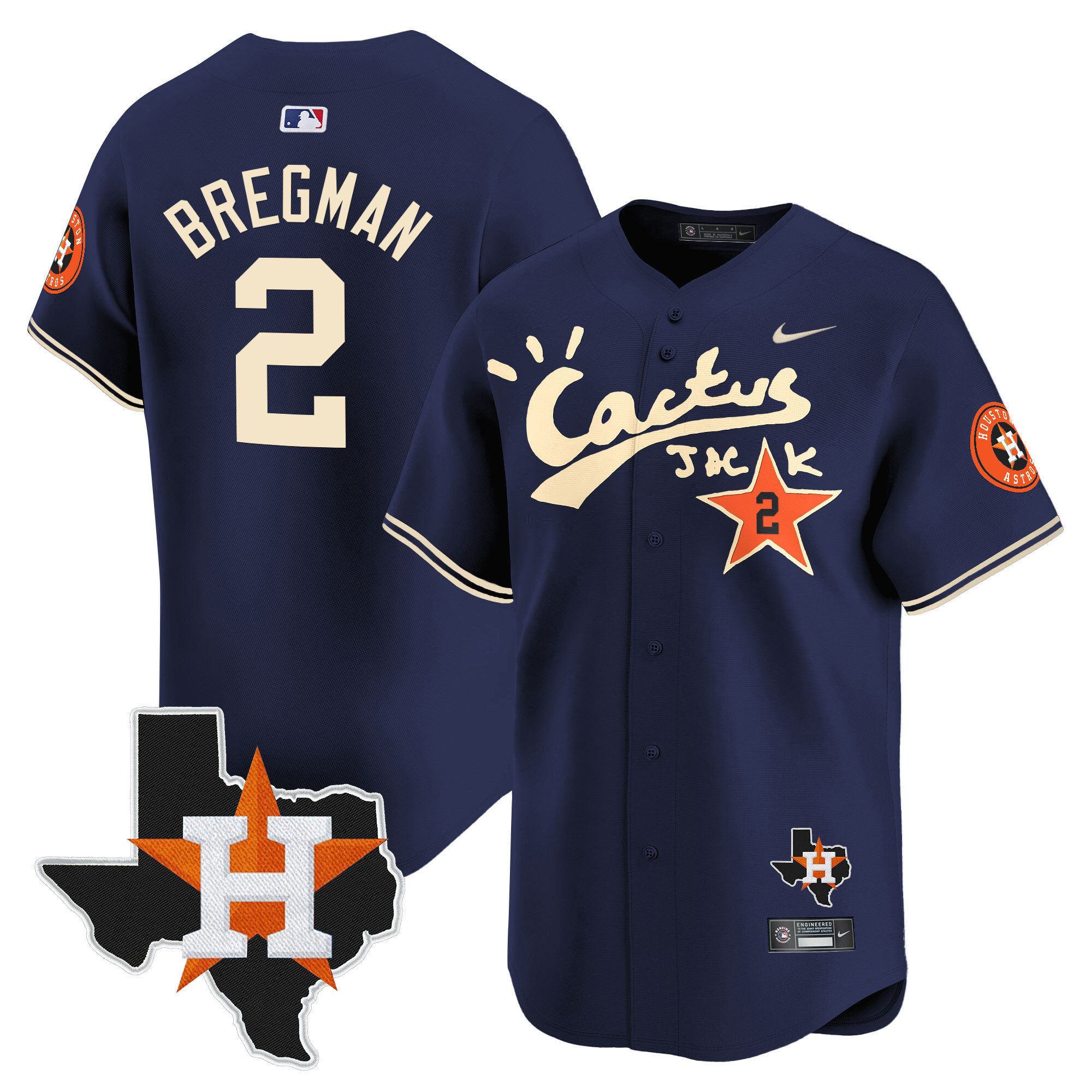 Alex Bregman Men's Cactus Jack Patch Vapor Premier Limited Navy Jersey - All Stitched
