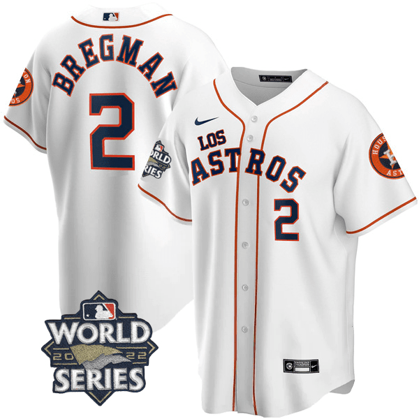 Alex Bregman Men's Houston Astros - Los Houston Astros Hispanic Heritage World Series Patch White Jersey - All Stitched