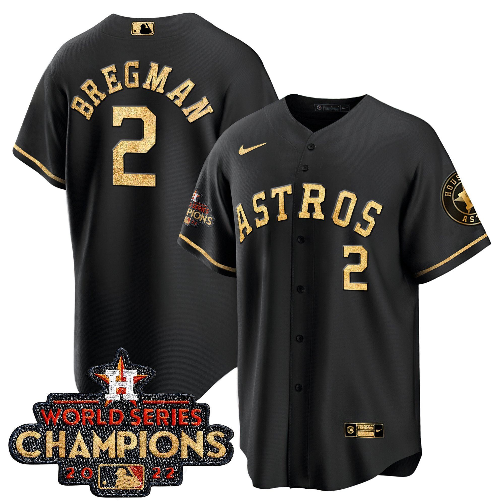 Alex Bregman Men's Houston Astros World Series Champions Color Rush Cool Black Jersey - All Stitched