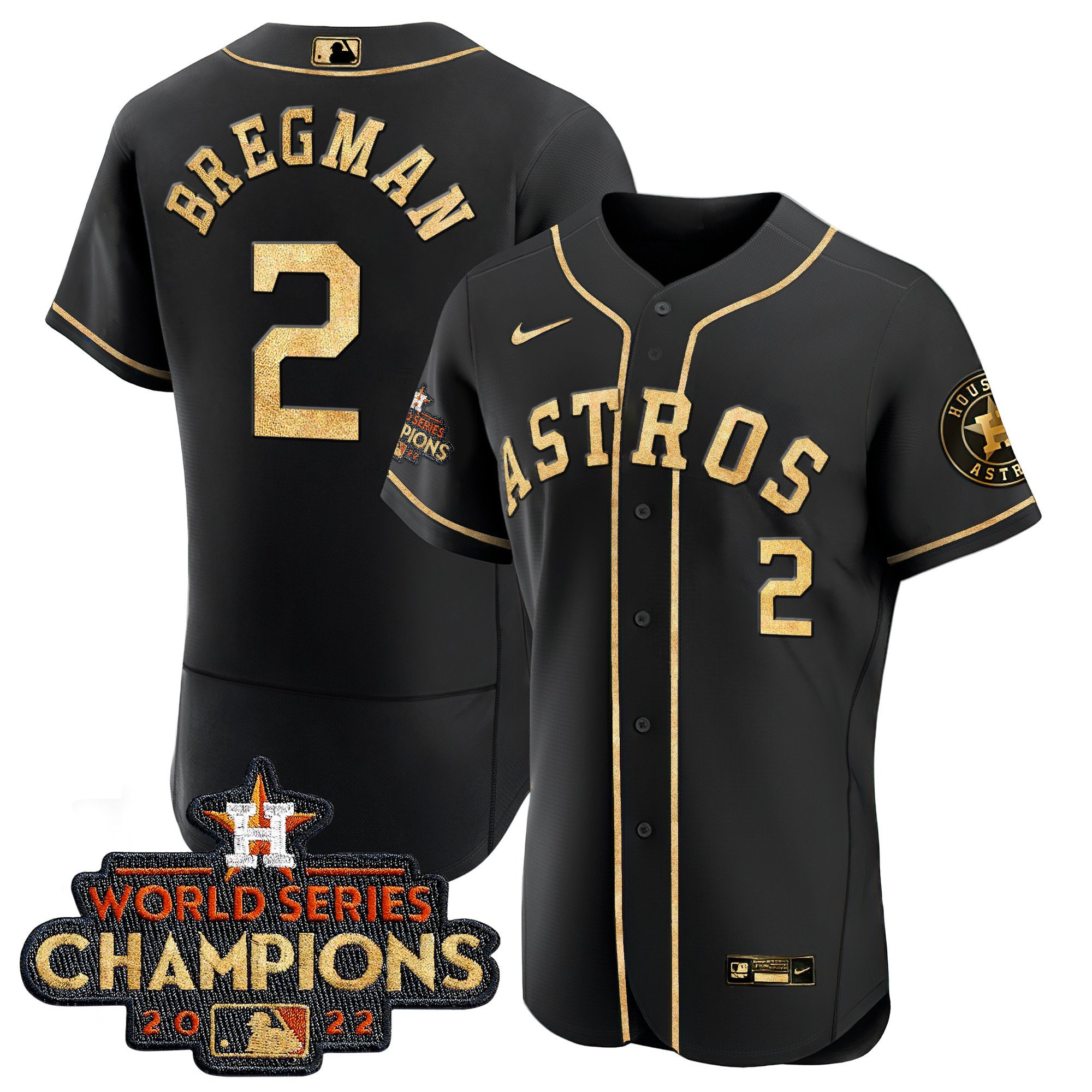 Alex Bregman Men's Houston Astros World Series Champions Color Rush Flex Black Jersey - All Stitched