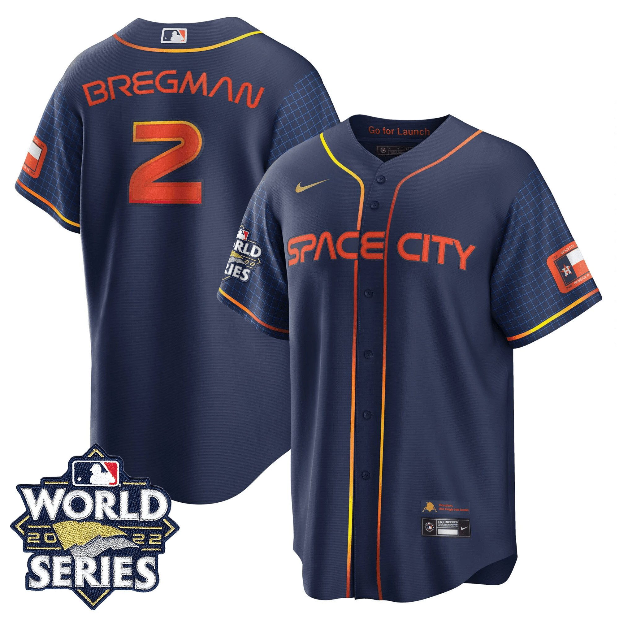 Alex Bregman Men's Houston Astros World Series Space City Player Cool Base Jersey - All Stitched