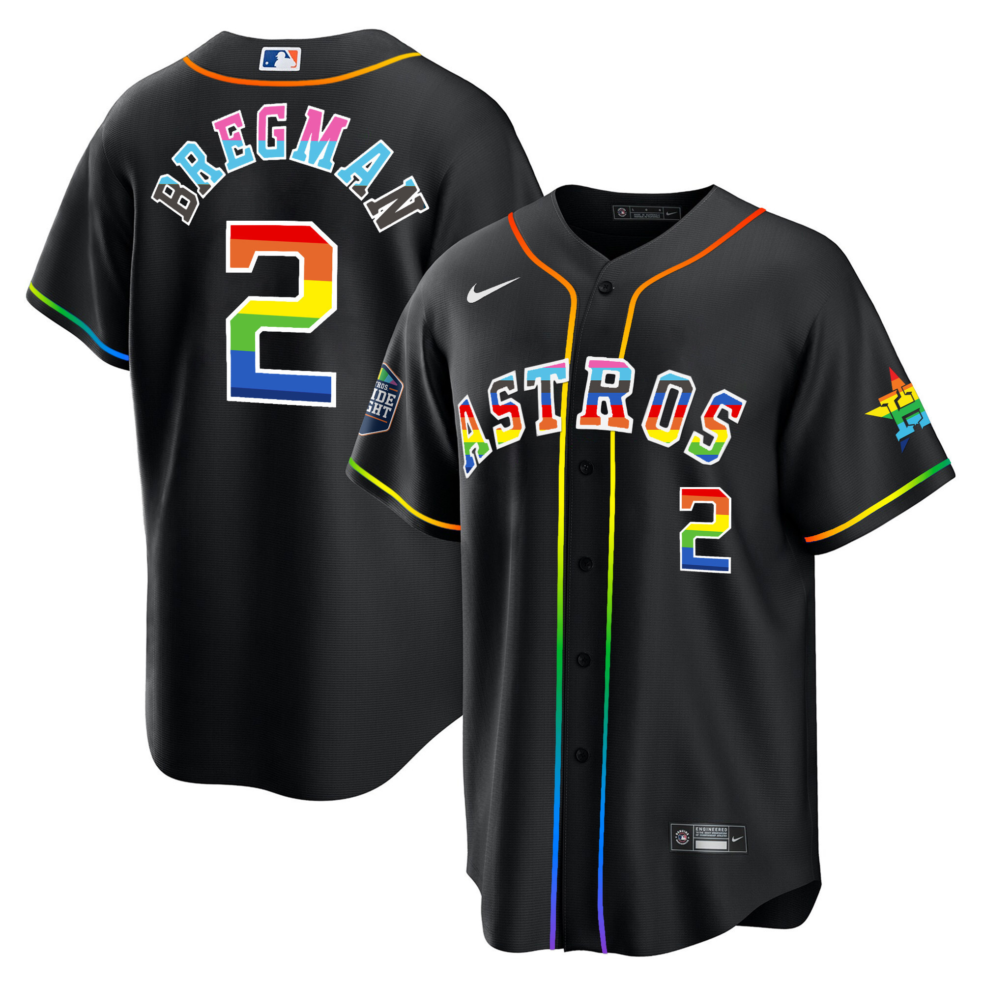 Alex Bregman Men's Houston Astros Cool Base Pride Black Jersey - All Stitched