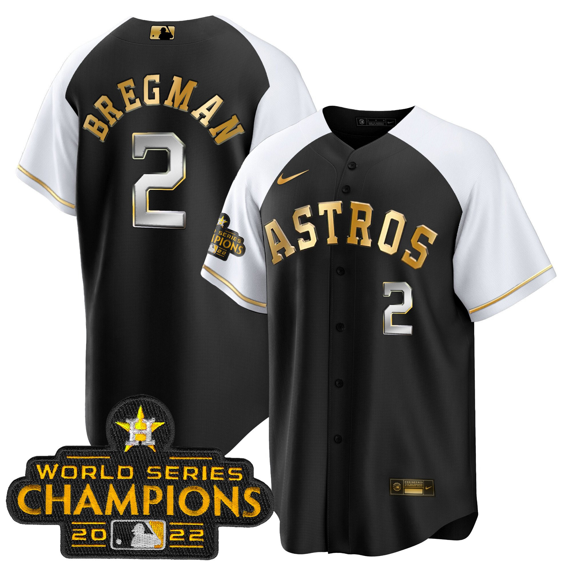 Alex Bregman Men's Houston Astros Gold Alternate Cool Base White Sleeves Jersey - All Stitched