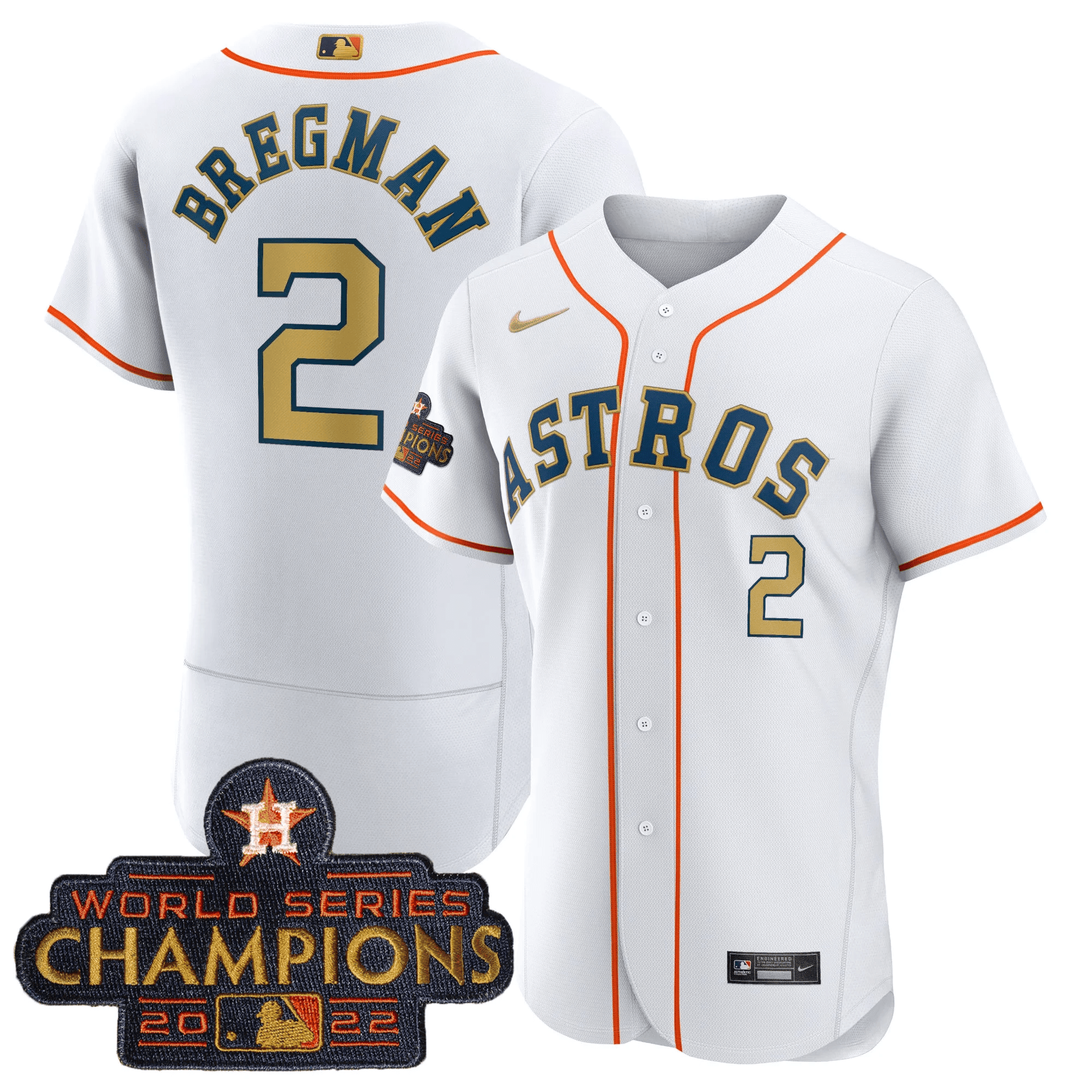 Alex Bregman Men's Houston Astros Gold Flex Base Collection Home Gold Jersey - All Stitched