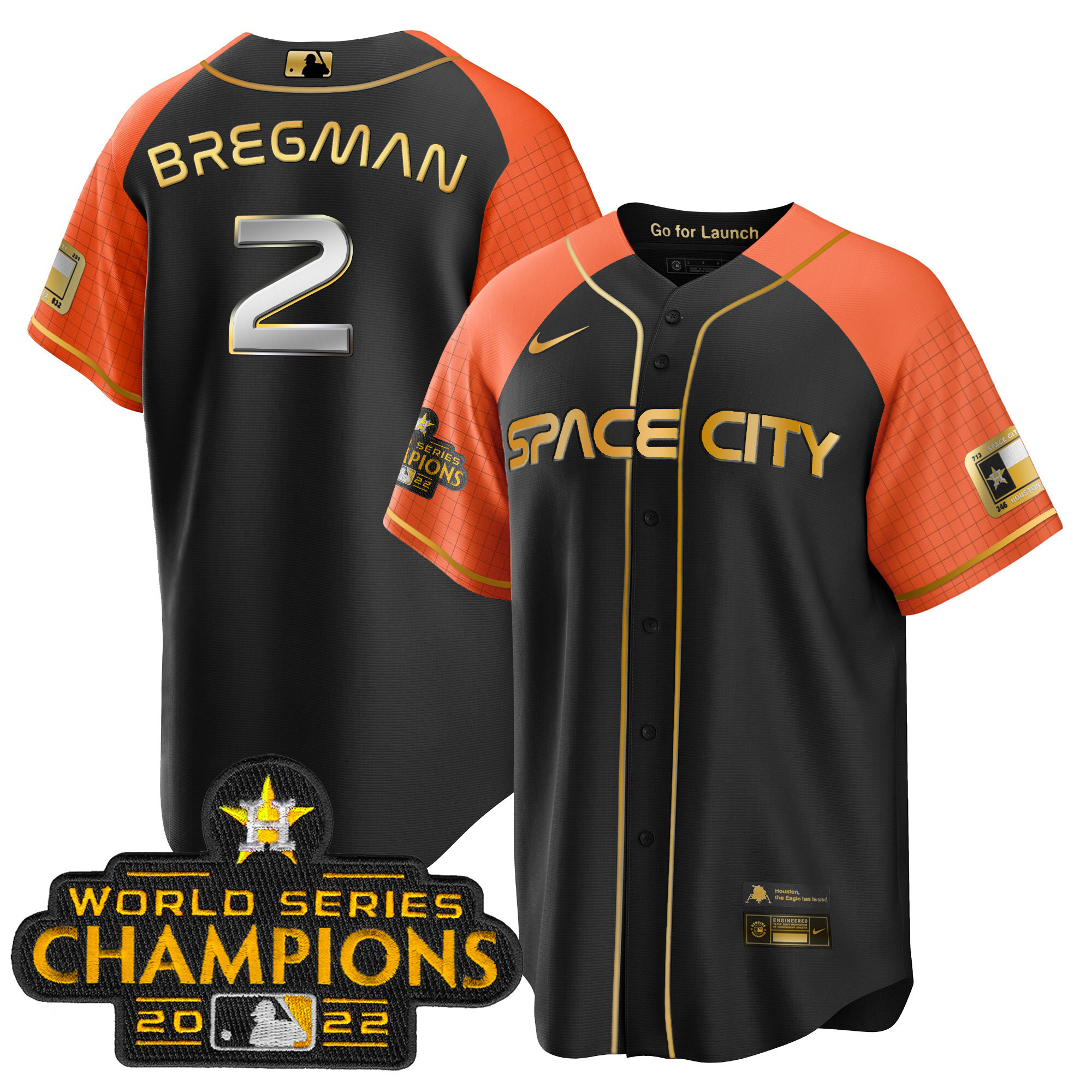 Alex Bregman Men's Houston Astros Space City Champions Cool Alternate Jersey - All Stitched