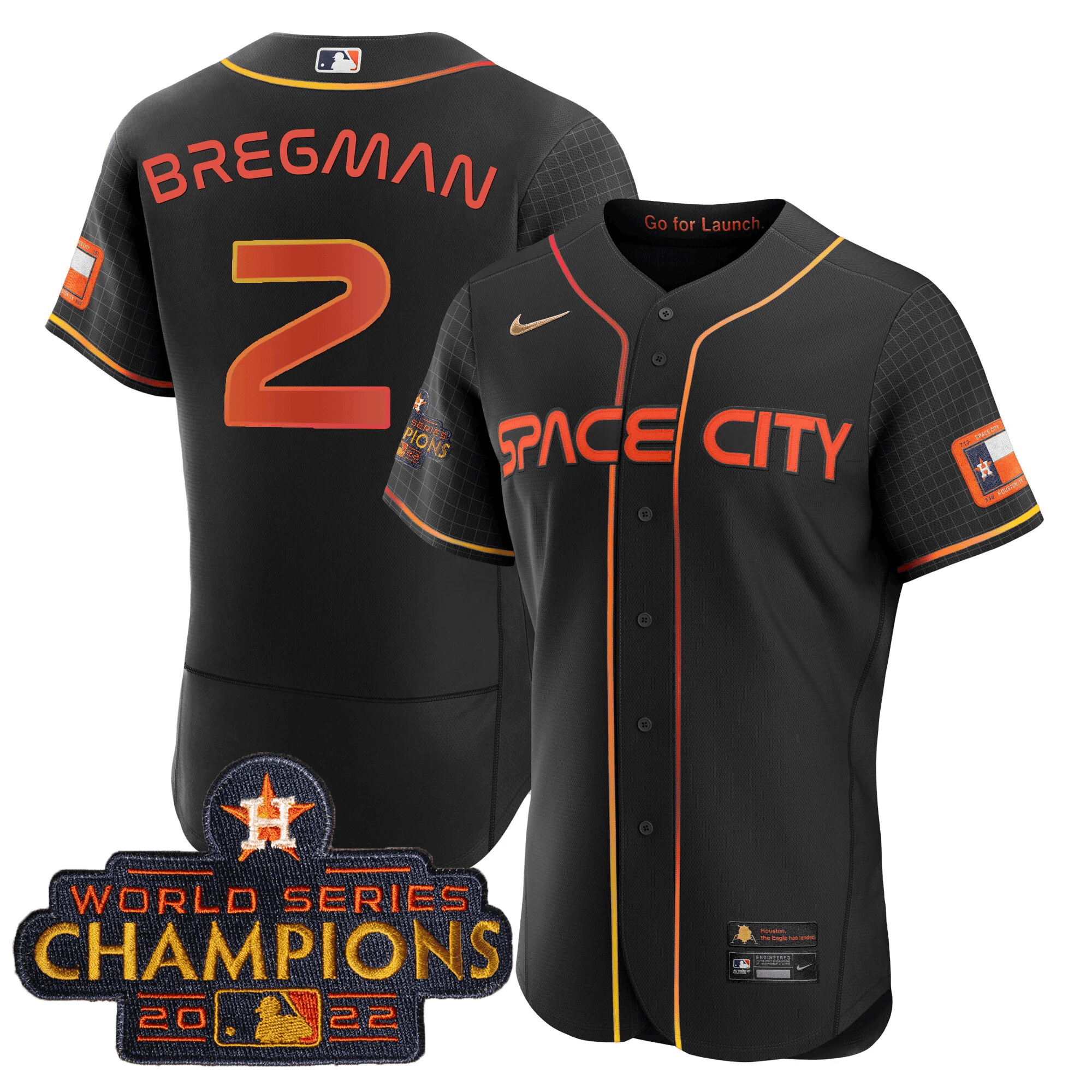Alex Bregman Men's Houston Astros Space City Champions Flex Black Jersey - All Stitched