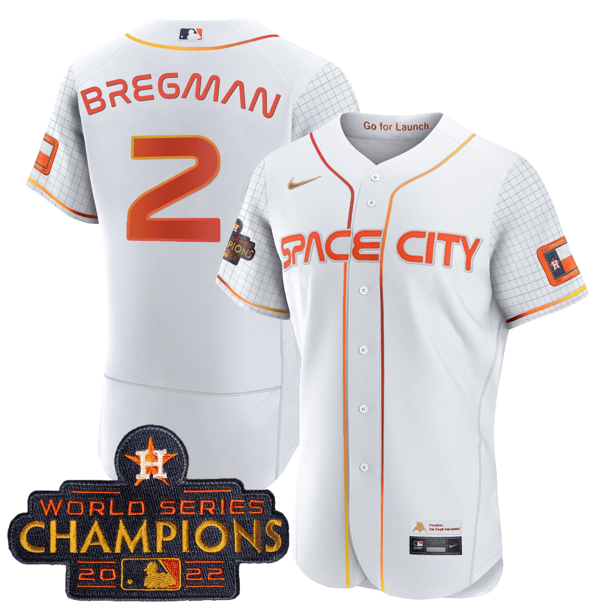 Alex Bregman Men's Houston Astros Space City Champions Flex White Jersey - All Stitched