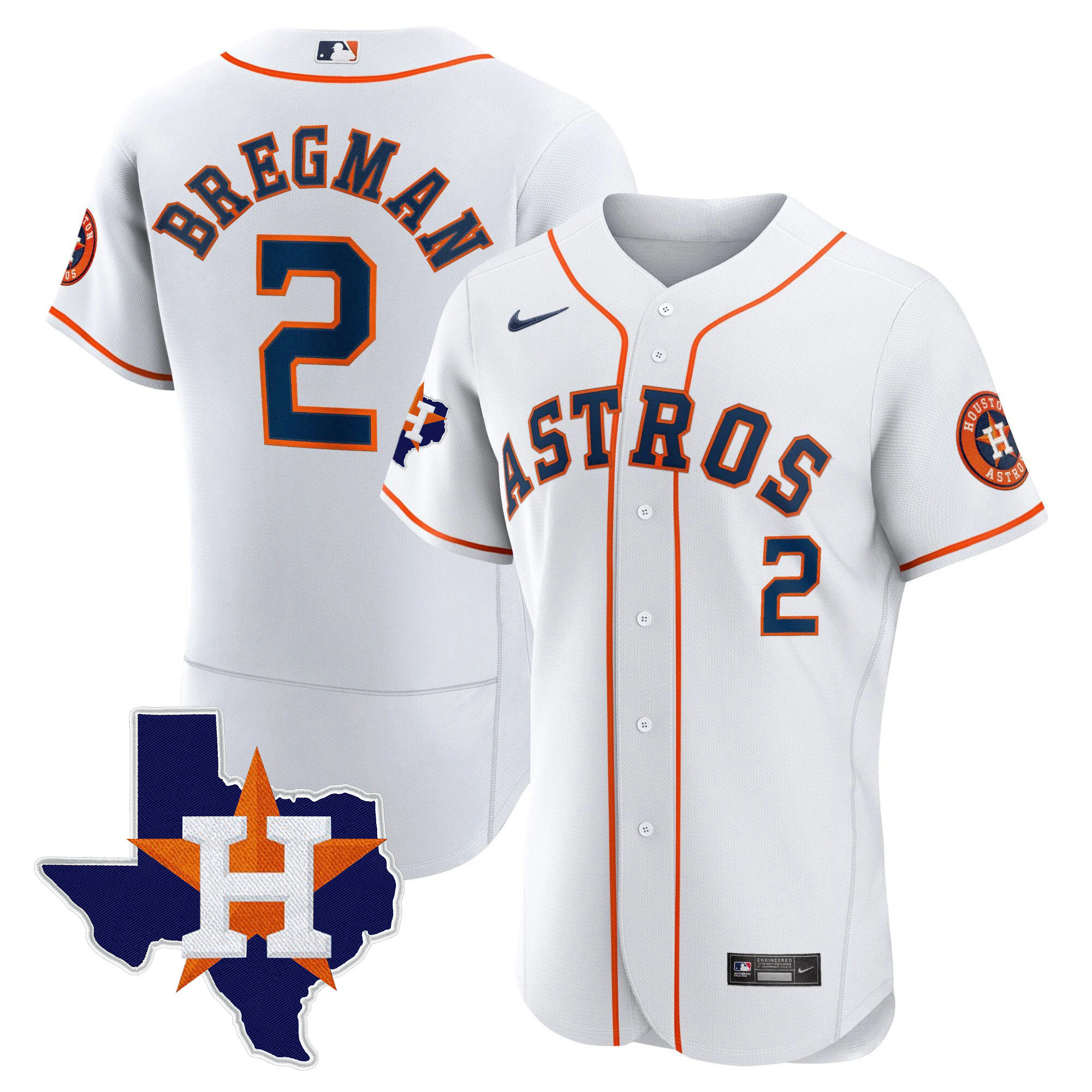 Alex Bregman Men's Houston Astros Gold - Texas Patch Flex Home Jersey - All Stitched