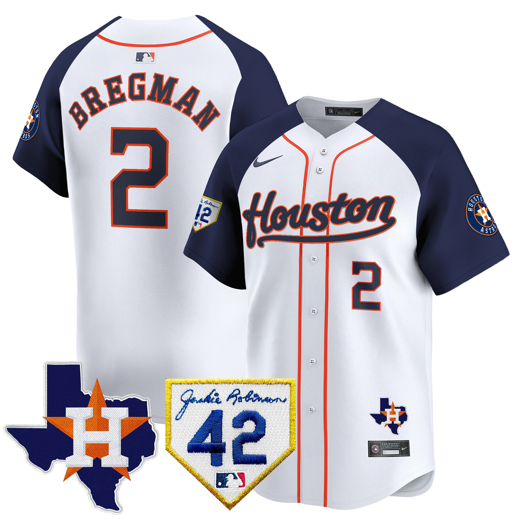 Alex Bregman Men's Houston Astros Jackie Robinson Patch Vapor Premier Limited Alternate Jersey - All Stitched
