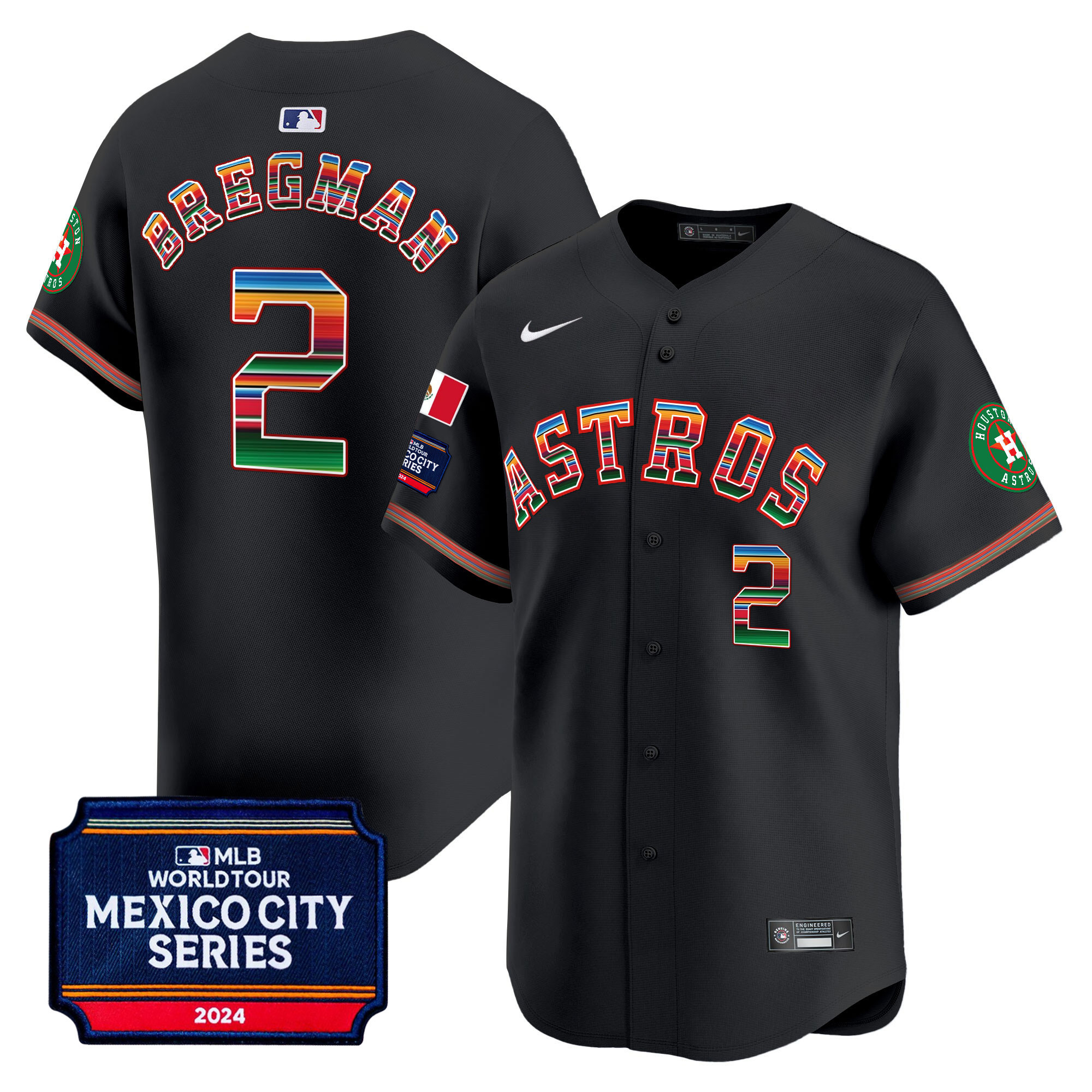 Alex Bregman Men's Houston Astros Mexico City Series Patch Vapor Premier Limited Black Jersey - All Stitched