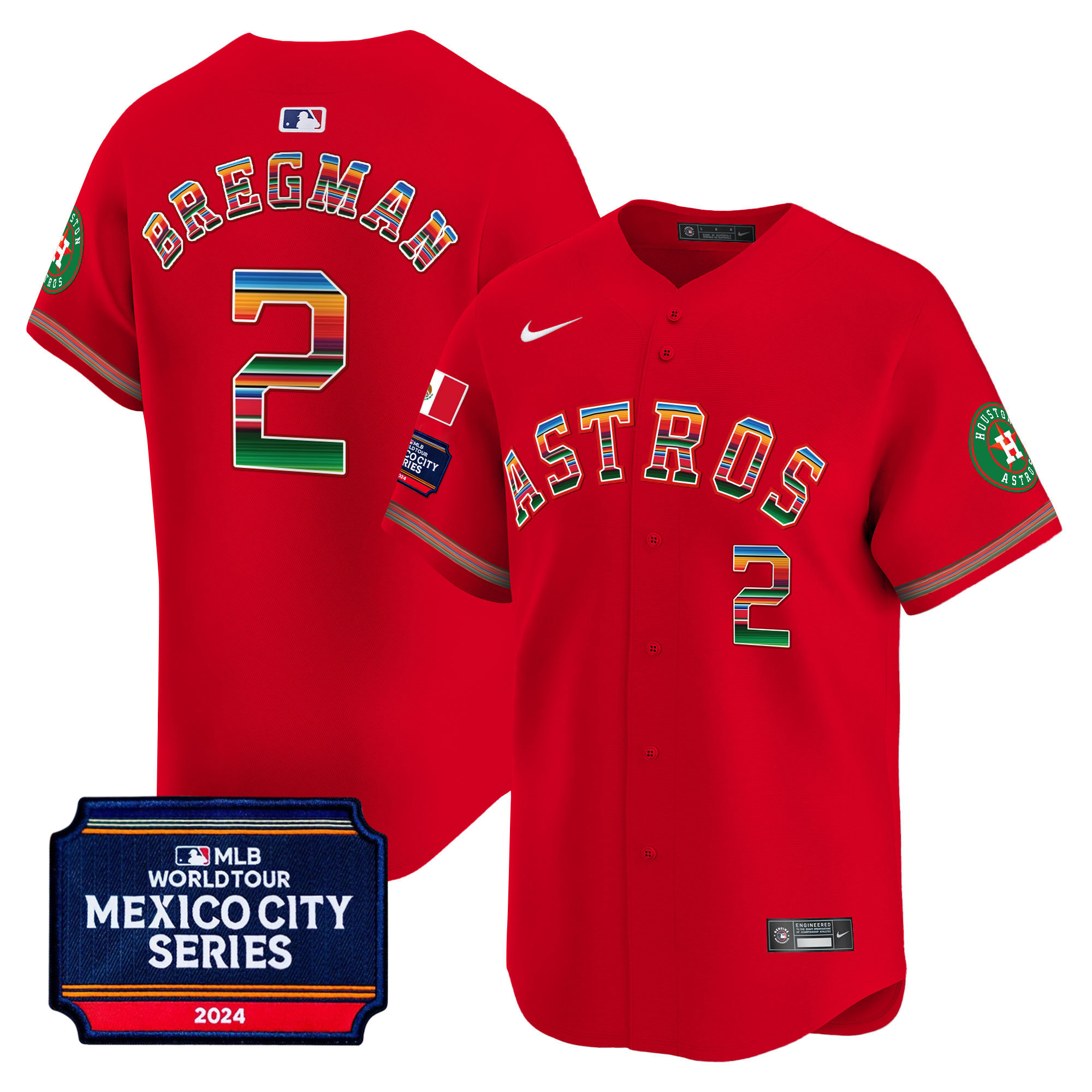 Alex Bregman Men's Houston Astros Mexico City Series Patch Vapor Premier Limited Red Jersey - All Stitched