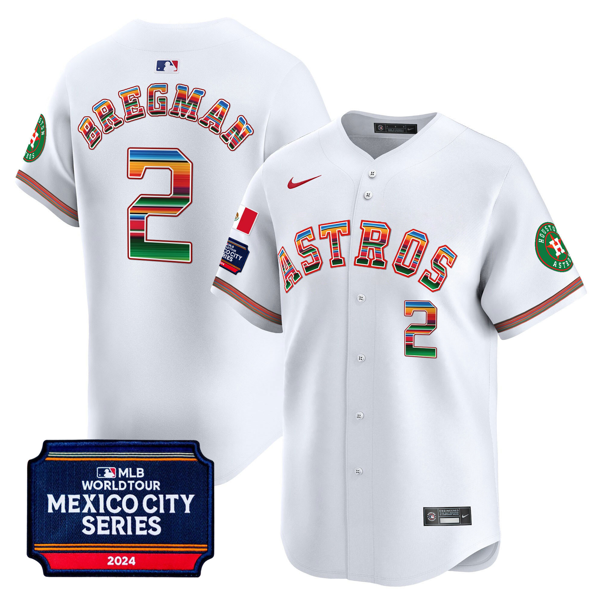 Alex Bregman Men's Houston Astros Mexico City Series Patch Vapor Premier Limited White Jersey - All Stitched