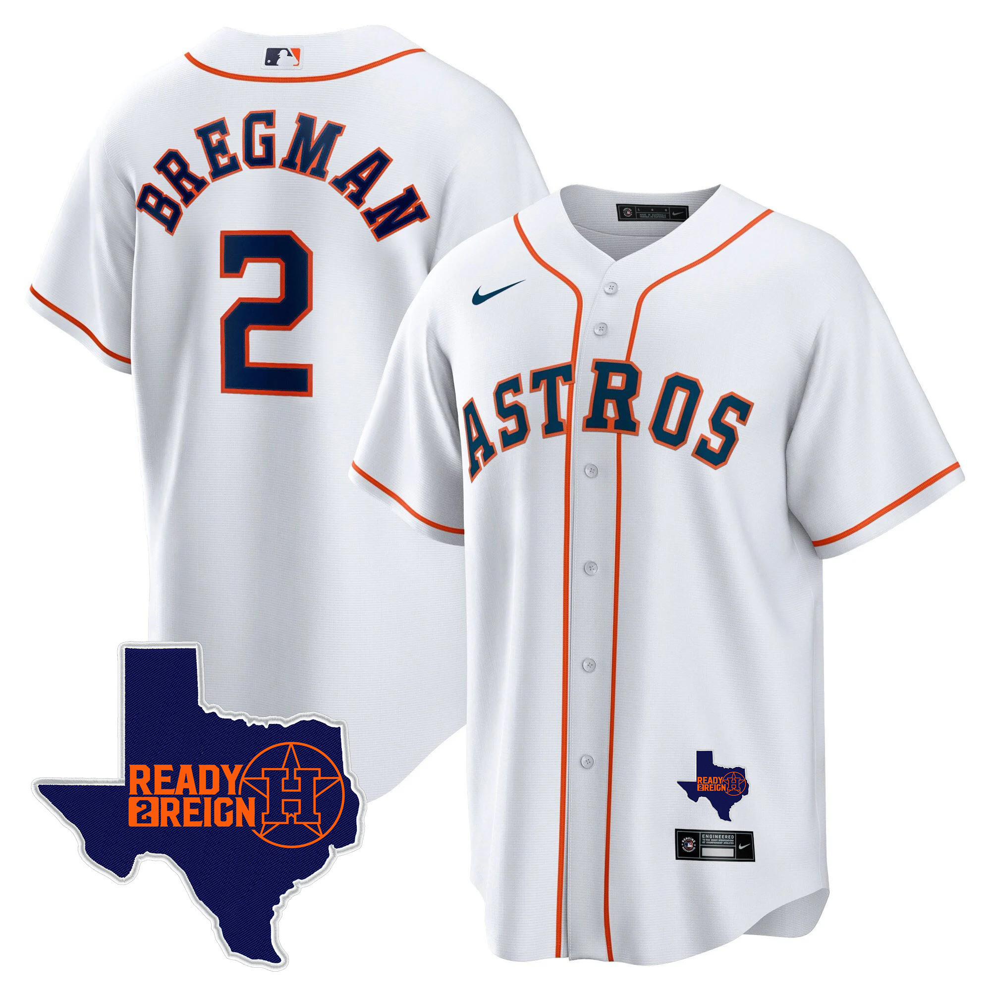 Alex Bregman Men's Houston Astros Ready 2 Reign Cool Base Home Jersey - All Stitched