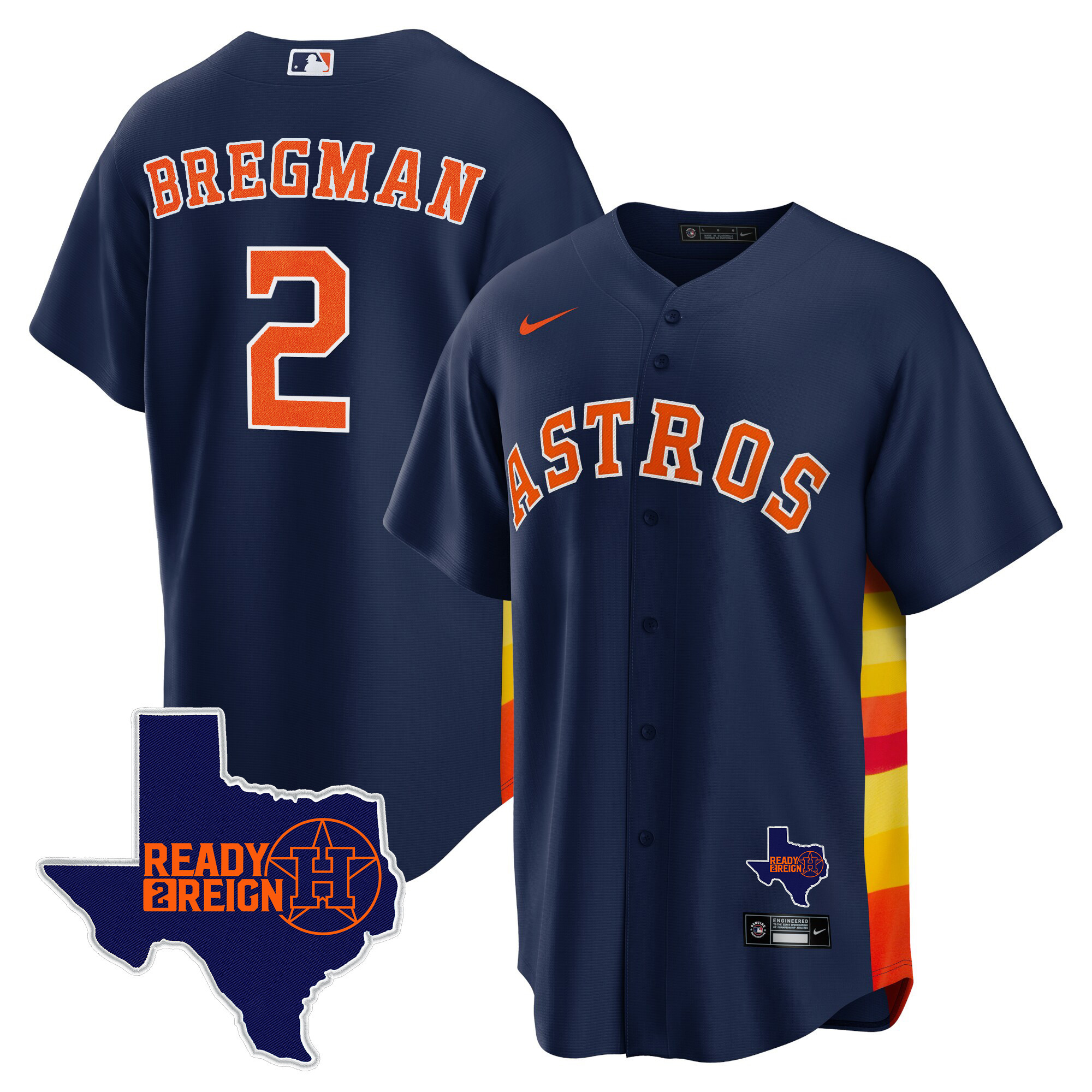 Alex Bregman Men's Houston Astros Ready 2 Reign Cool Base Navy Jersey - All Stitched