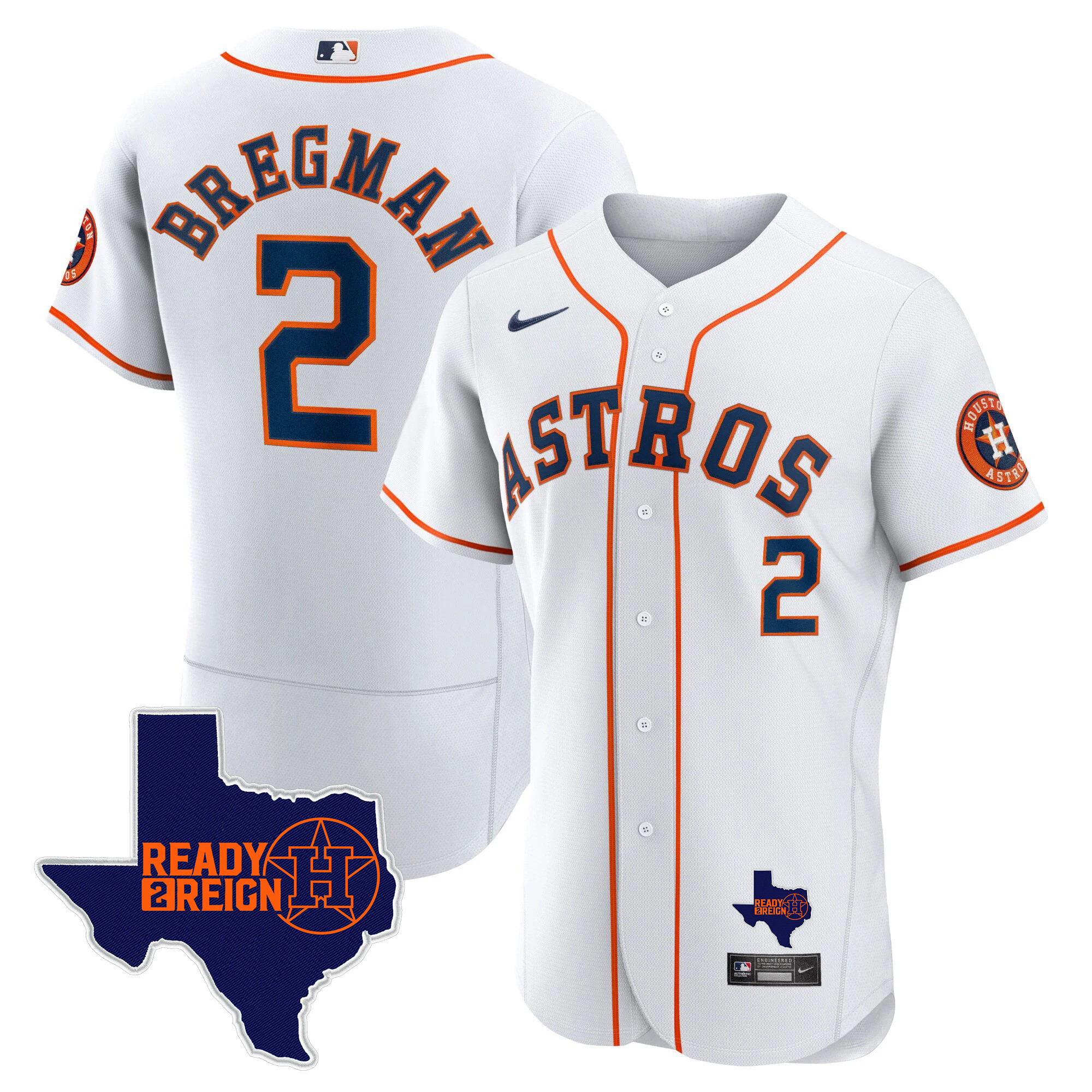 Alex Bregman Men's Houston Astros Ready 2 Reign Flex Base Home Jersey - All Stitched